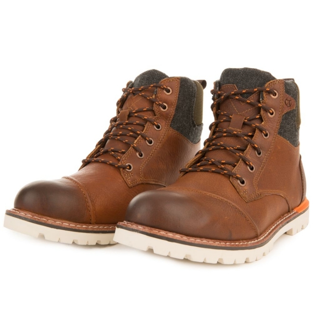 TOMS ASHLAND MENS WATERPROOF BOOTS IN BROWN LEATHER SIZE 9.5